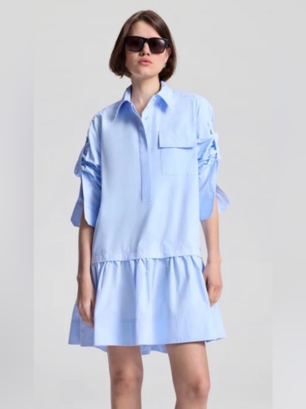 A.L.C. | Brooke Cotton Mini Shirtdress | Sky Blue | XS | NWT